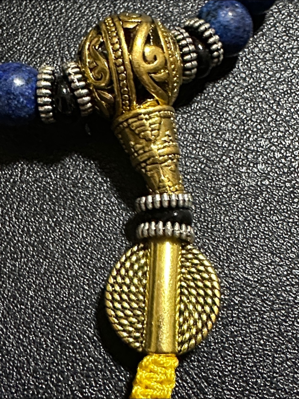 Buddha Stones 108 Beads Lazurite Lapis Lazuli 3-eyed Dzi Bead Necklace - Picture 3 of 12